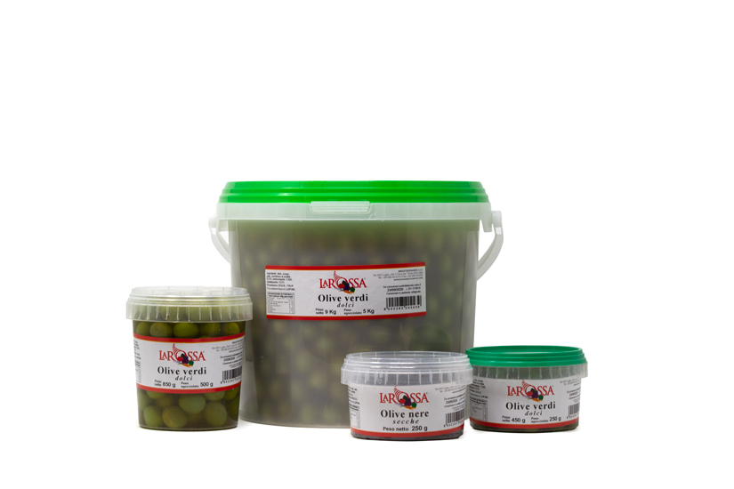 Olive verdi dolci e nere secche secchiello 250g - 500g - 5kg